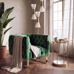 Grosvenor Armchair - Bottle Green - Brushed Brass - thumbnail 2