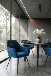 Watson Carver Chair Ink Blue with Black Legs - thumbnail 2