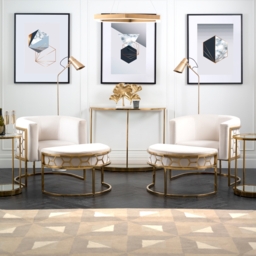 Alveare Footstool Brass - Chalk - thumbnail 2