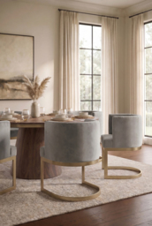 Lasco Dining Chair Dove Grey - Brushed Brass Base - thumbnail 3