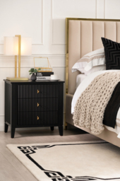 Heidi Black Bedside Table Brass/Silver - thumbnail 2