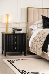 Heidi Black Bedside Table Brass/Silver - thumbnail 4