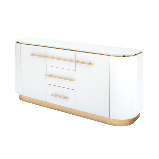 Anastasia White Glass Sideboard with Brass Details - image 1