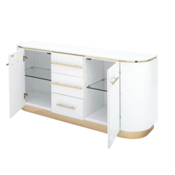 Anastasia White Glass Sideboard with Brass Details - thumbnail 3