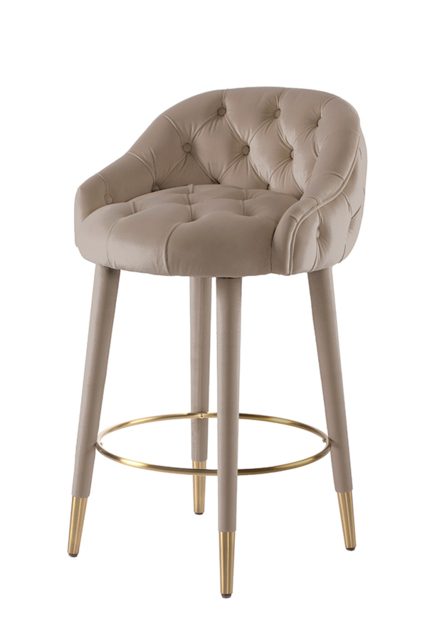 Sophia Counter stool - Taupe - Brass caps - image 1