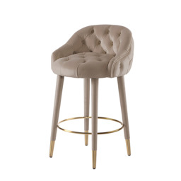 Sophia Counter stool - Taupe - Brass caps - thumbnail 6