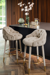 Sophia Counter stool - Taupe - Brass caps - thumbnail 2