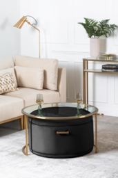 Aria Brass Coffee Table and Storage Ottoman Black - Set - thumbnail 2