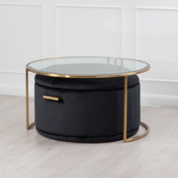 Aria Brass Coffee Table and Storage Ottoman Black - Set - thumbnail 3