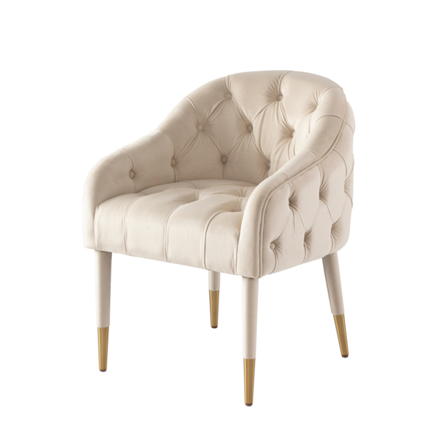 Sophia Dining Chair - Chalk - Brass caps - image 1
