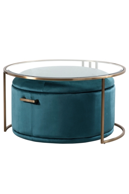 Aria Brass Coffee Table and Storage Ottoman Peacock - Set - image 1