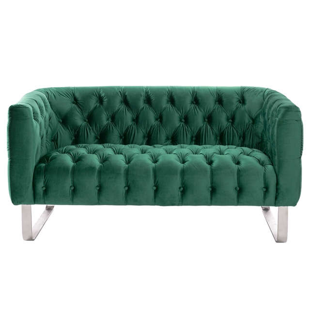Grosvenor Two Seat Sofa - Bottle Green - Brushed Silver - image 1