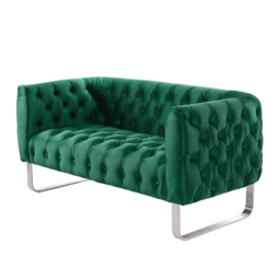 Grosvenor Two Seat Sofa - Bottle Green - Brushed Silver - thumbnail 3
