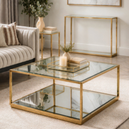 Rippon Brass Square Coffee Table - thumbnail 3