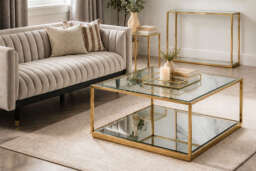 Rippon Brass Square Coffee Table - thumbnail 7