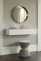 "Inga White Glass Floating Console Table " - thumbnail 2