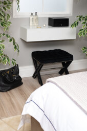 "Inga White Glass Floating Console Table " - thumbnail 4
