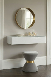 "Inga White Glass Floating Console Table " - thumbnail 6
