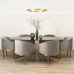 Chevron Brass Dining Table - thumbnail 2