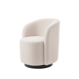 "West End Swivel Dining Chair - Ivory Borg - Black Base " - thumbnail 7