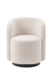 "West End Swivel Dining Chair - Ivory Borg - Black Base " - thumbnail 3