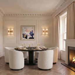 "West End Swivel Dining Chair - Ivory Borg - Black Base " - thumbnail 2