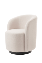 "West End Swivel Dining Chair - Ivory Borg - Black Base " - thumbnail 1