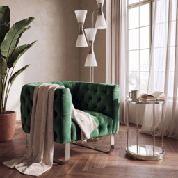 Grosvenor Armchair - Bottle Green - Brushed Silver - thumbnail 2