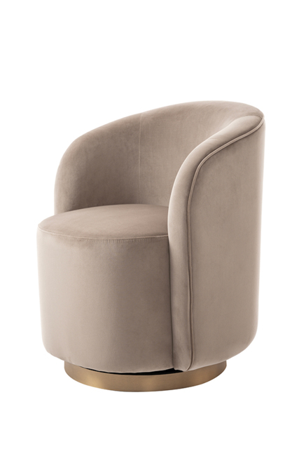 West End Swivel Dining Chair - Taupe - Brass Base - image 1