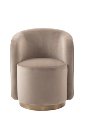 West End Swivel Dining Chair - Taupe - Brass Base - thumbnail 3