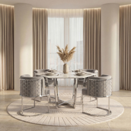 Alveare Dining Chair Silver - Dove Grey - thumbnail 3