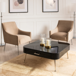 Mason Black Glass Coffee Table – Shiny Silver Legs - thumbnail 5