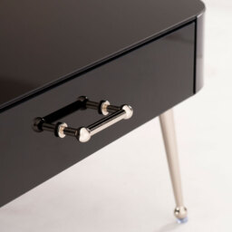 Mason Black Glass Coffee Table – Shiny Silver Legs - thumbnail 3