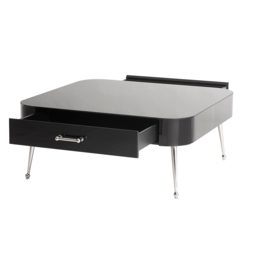 Mason Black Glass Coffee Table – Shiny Silver Legs - thumbnail 2