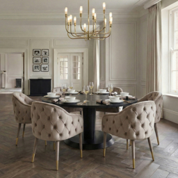 Sophia Dining Chair - Taupe - Brass caps - thumbnail 2