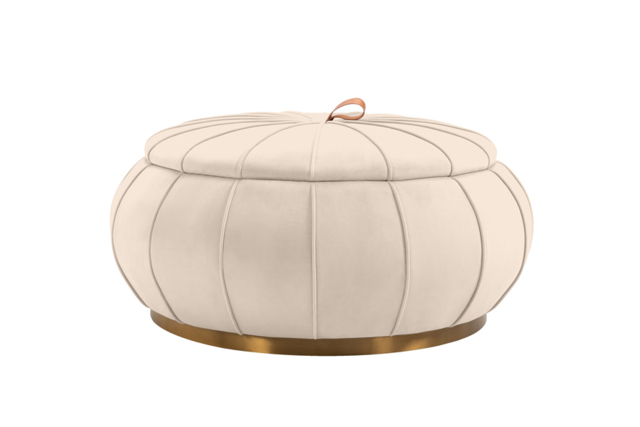 Pumpkin Storage Ottoman - Chalk - Brass Base - image 1
