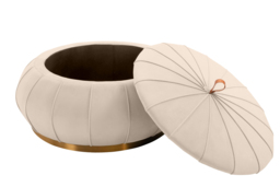 Pumpkin Storage Ottoman - Chalk - Brass Base - thumbnail 4