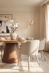 Bellucci Dining Chair - Chalk- Brass Caps - thumbnail 3