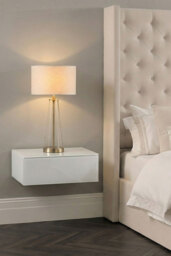 Inga White Glass Floating Bedside Table - thumbnail 2