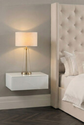 Inga White Glass Floating Bedside Table - thumbnail 6