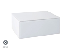 Inga White Glass Floating Bedside Table - thumbnail 1