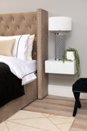 Inga White Glass Floating Bedside Table - thumbnail 4