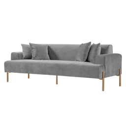 Duke Three Seat Sofa - Dove Grey - Brass Legs - thumbnail 5