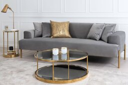Duke Three Seat Sofa - Dove Grey - Brass Legs - thumbnail 6