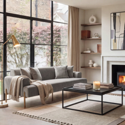 Duke Three Seat Sofa - Dove Grey - Brass Legs - thumbnail 2
