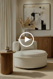 "Tubio Lounge Chair Ivory Chenille " - thumbnail 3