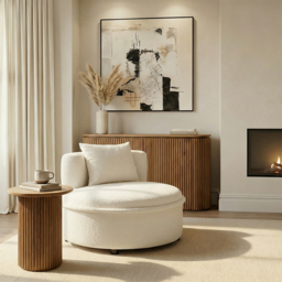 "Tubio Lounge Chair Ivory Chenille " - thumbnail 2