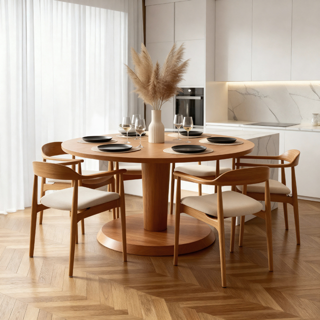 Sia 6-8 Seat Chestnut Dining Table and 6 Morton Chairs - image 1