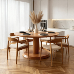 Sia 6-8 Seat Chestnut Dining Table and 6 Morton Chairs - thumbnail 1