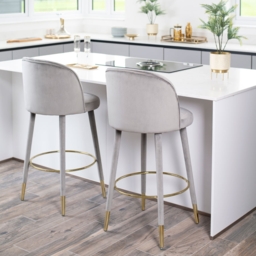 Bellucci Counter stool - Dove Grey - Brass Caps - thumbnail 2